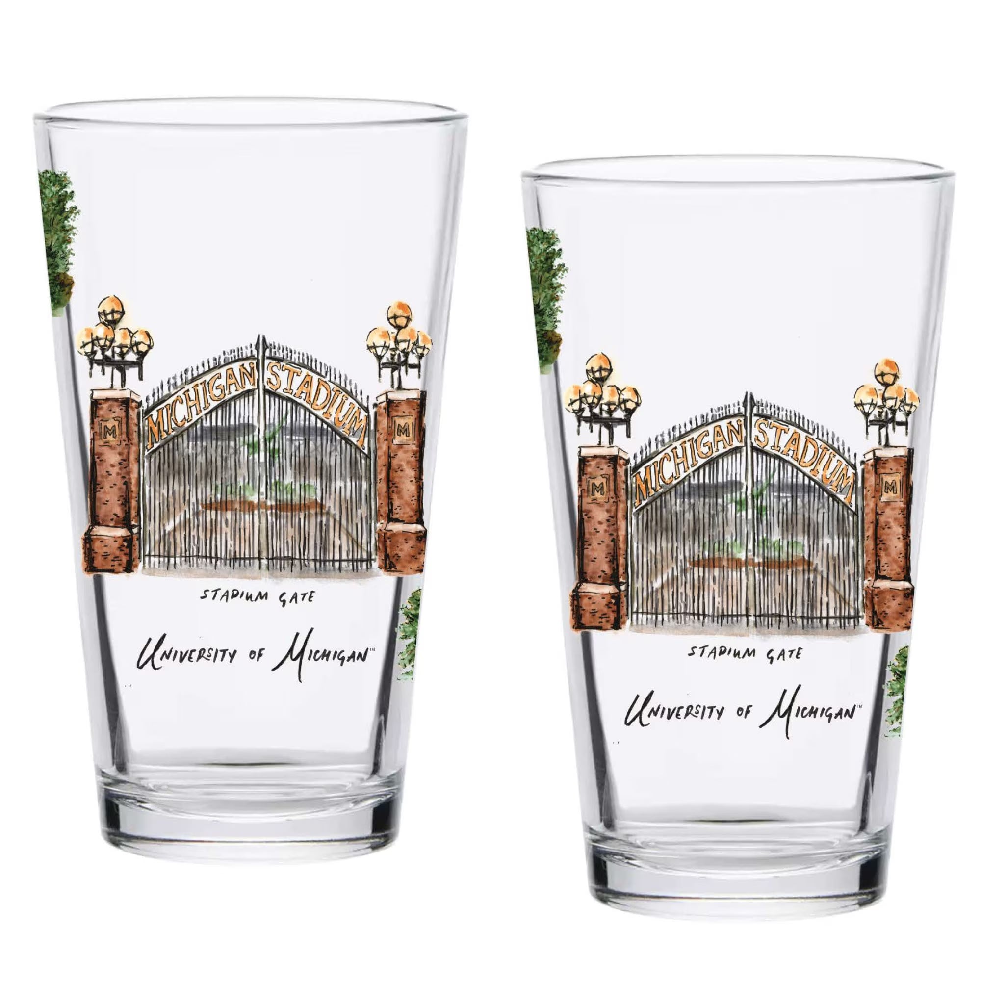 Lot de 2 chopes à bière Michigan Wolverines de 16 oz. Ensemble de chopes à bière Laura Wilcox University